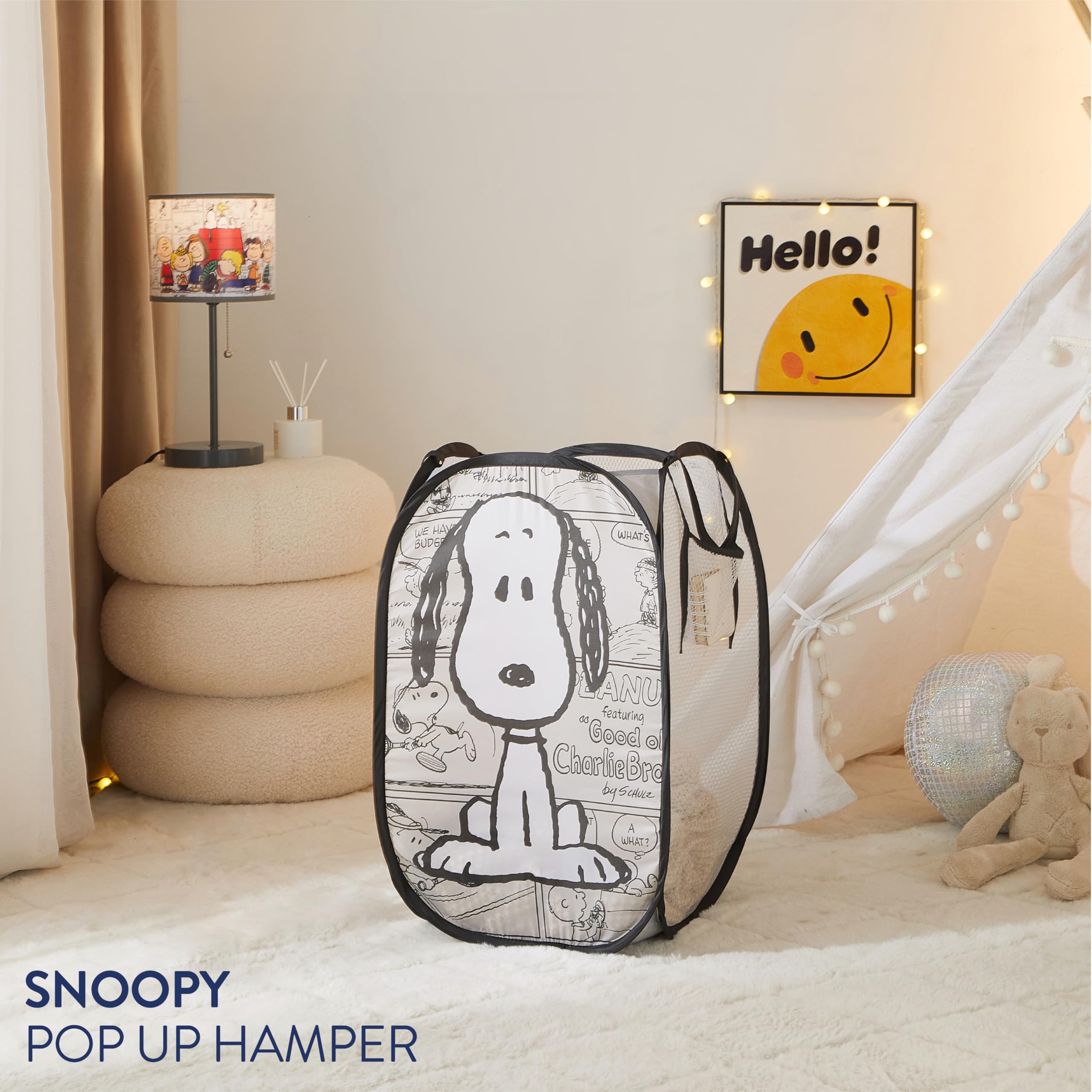 Peanuts Snoopy Cesta de roupa suja dobrável, organizador de roupas